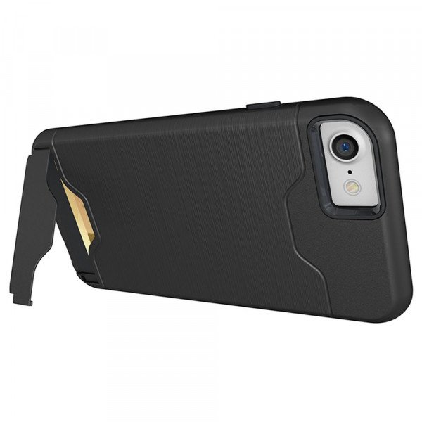 Wholesale iPhone 7 Plus Card Holder Hybrid Case (Black)